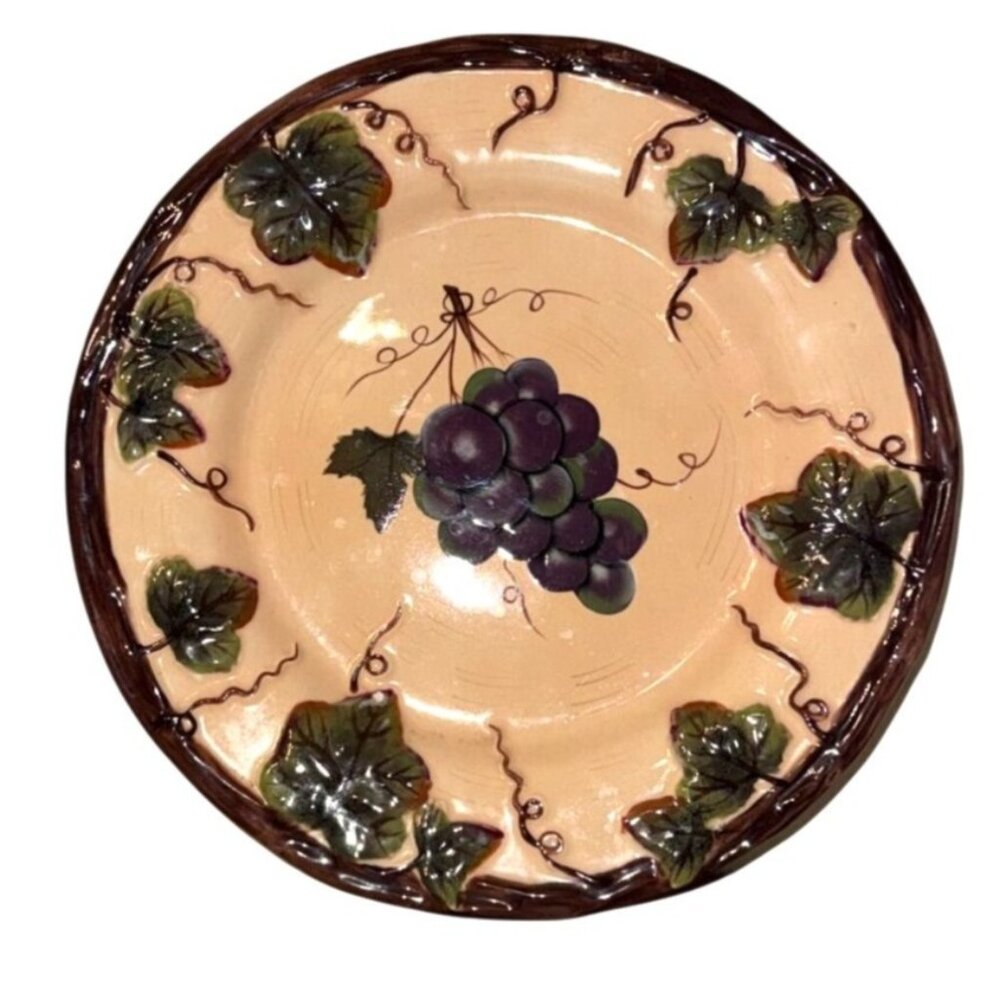 Handpainted Grape Vine Decorative salad Ceramic Plate Pacific Rim Exclusive Chin